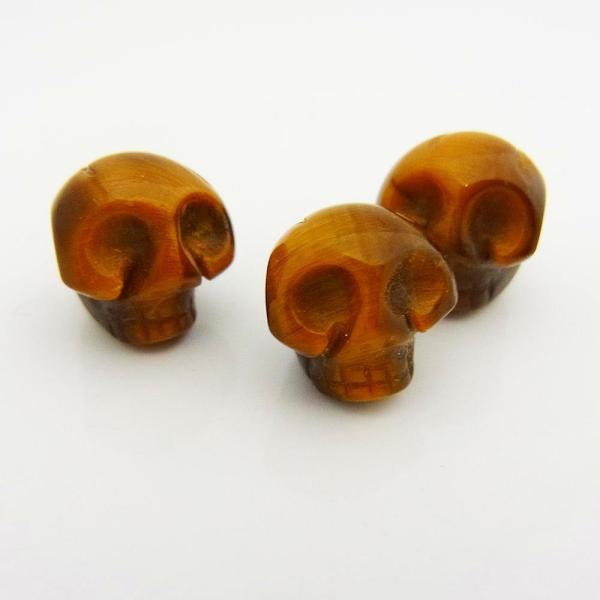 大処分 大特価 セット販売 ドクロ 骸骨 スカル タイガーアイ  3個セット  彫刻 ビーズ 11×...
