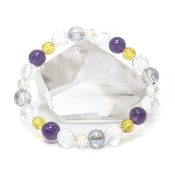 コンビブレスレット ゴールデンオーラ アメジスト 水晶 パワーストーン Bracelet 天然石