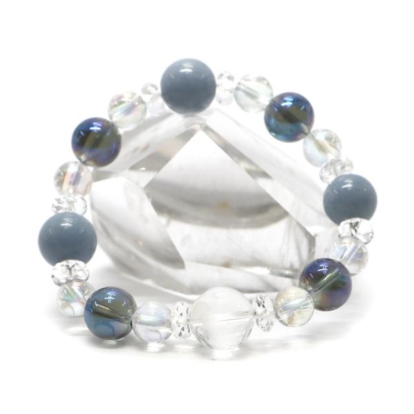 天使の翼 クリスタル コンビブレスレット エンジェライト パワーストーン Bracelet 天然石