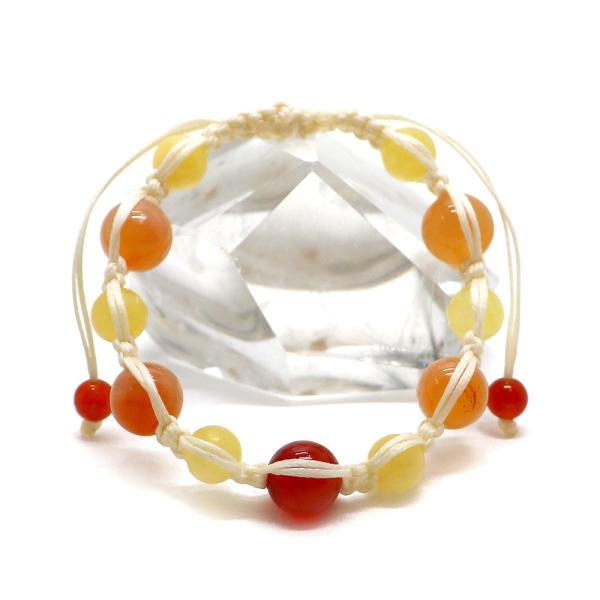 編みひもブレス ハニージェード カーネリアン 天然石ブレス パワーストーン Bracelet