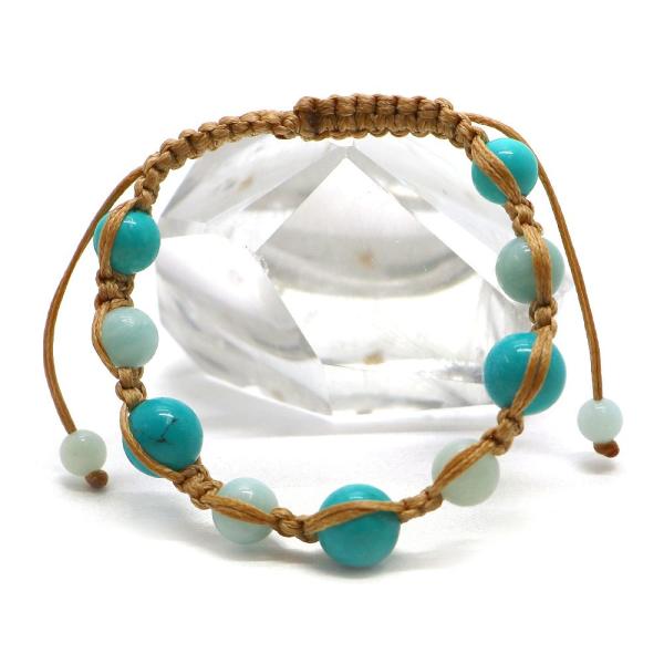 編みひもブレス ターコイズ アマゾナイト 天然石ブレス パワーストーン Bracelet