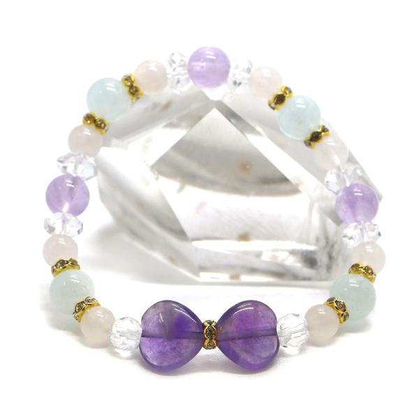 アメジスト・リボンブレスレット 天然石ブレス パワーストーン Bracelet