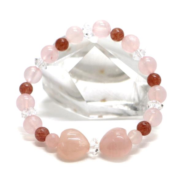ローズクォーツ・リボンブレスレット 天然石ブレス パワーストーン Bracelet