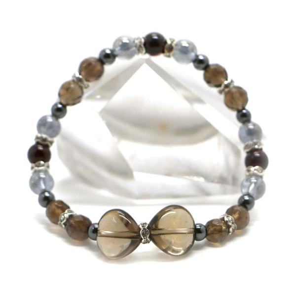 スモーキークォーツ・リボンブレスレット 天然石ブレス パワーストーン Bracelet
