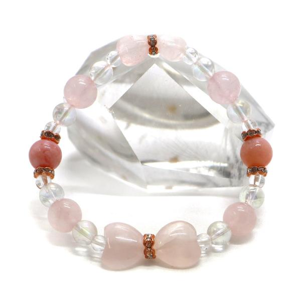 ローズクォーツ・リボンブレスレット 天然石ブレス パワーストーン Bracelet