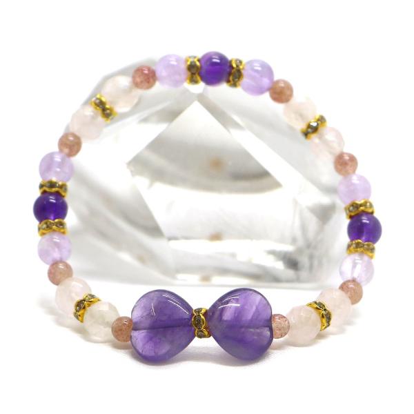 アメジスト・リボンブレスレット 天然石ブレス パワーストーン Bracelet