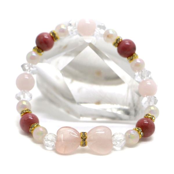 ローズクォーツ・リボンブレスレット 天然石ブレス パワーストーン Bracelet