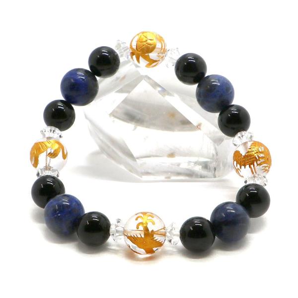 風水四神 オニキス 素彫り ブレスレット 天然石ブレス パワーストーン Bracelet