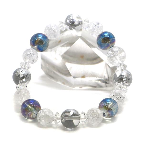 風水四神 水晶 銀塗 ブレスレット 天然石ブレス パワーストーン Bracelet