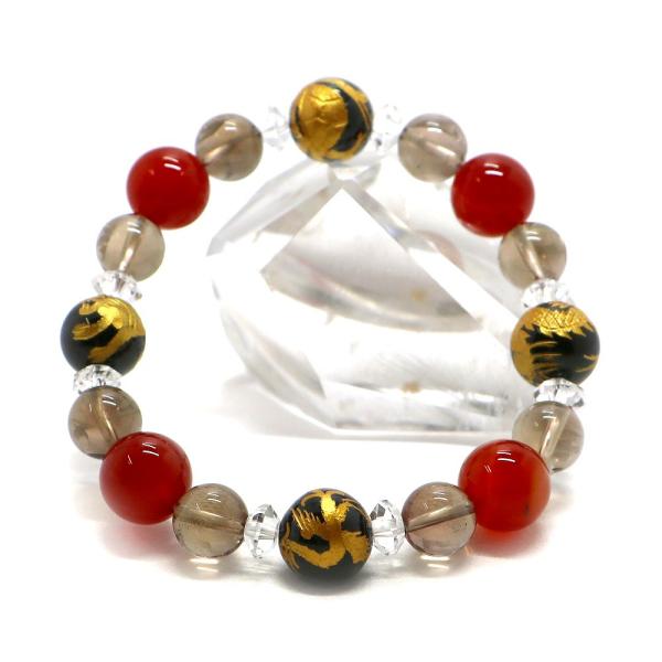 風水四神ブレスレット・スモーキークォーツのコンビ 天然石ブレス パワーストーン Bracelet