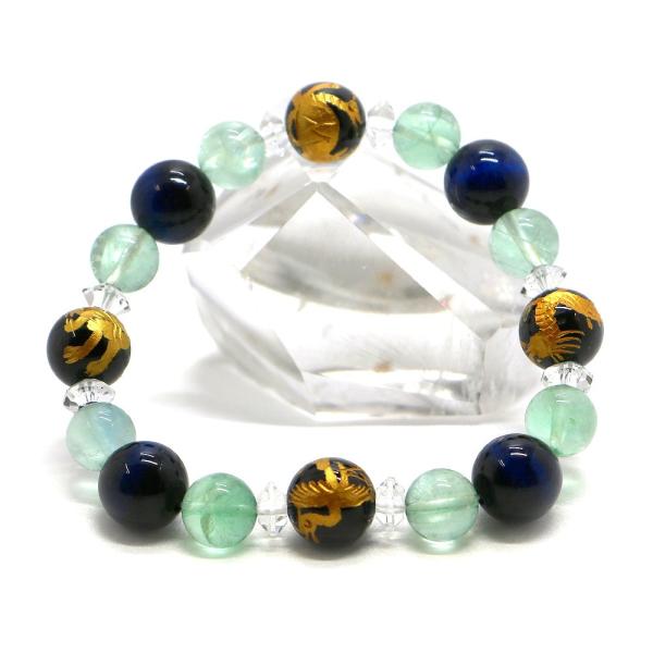 風水四神ブレスレット・ブルーフローライトのコンビ 天然石ブレス パワーストーン Bracelet