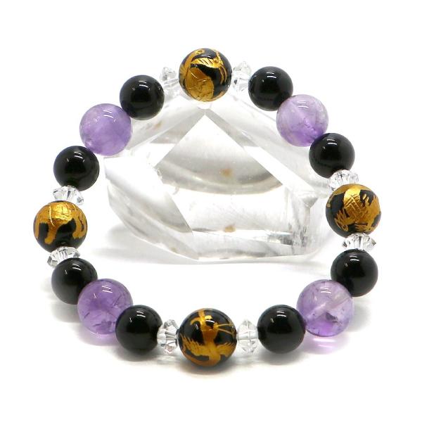 風水四神ブレスレット・アメジスト 天然石ブレス パワーストーン Bracelet