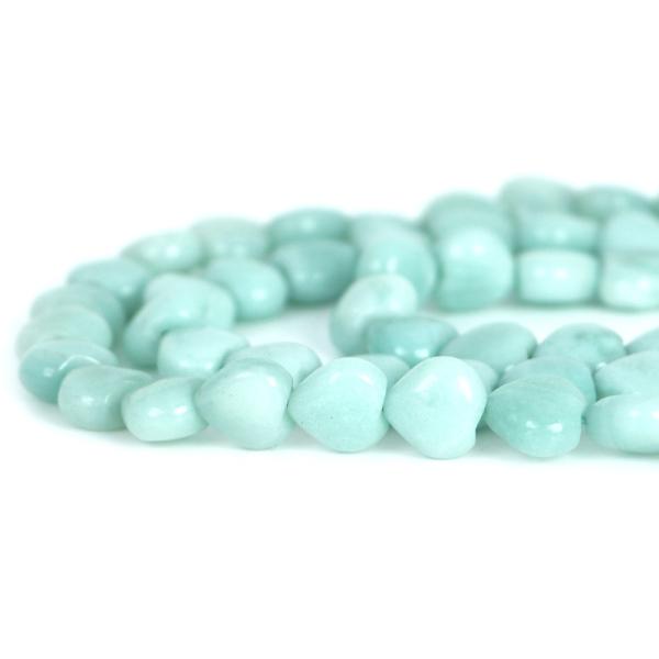 パワーストーン 天然石 ビーズ アマゾナイト ハート 10mm（厚み5mm） 1連販売