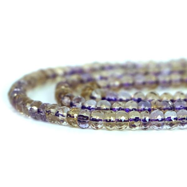 パワーストーン 天然石 ビーズ アメトリン ボタンカット 4×5mm 1連販売