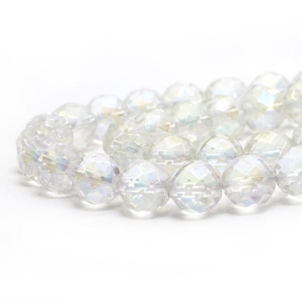 パワーストーン 天然石 ビーズ アクアオーラ レインボーオーラ カット 8mm 1連販売