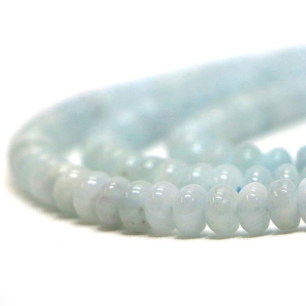 パワーストーン 天然石 ビーズ アクアマリン 4×6mm 形 ボタン 1連販売