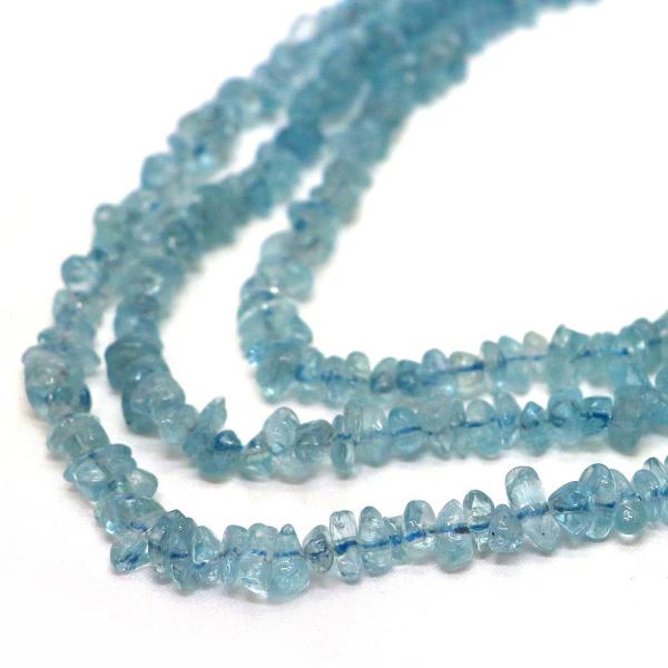 パワーストーン 天然石 ビーズ アクアマリン さざれ 4×6mm※バラつきあり 1連販売