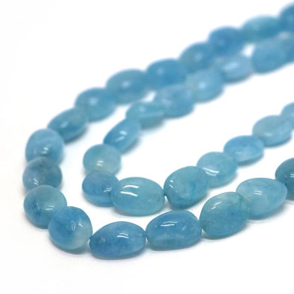 パワーストーン 天然石 ビーズ アクアマリン タンブル 10×13〜15mm※バラつきあり 1連販売