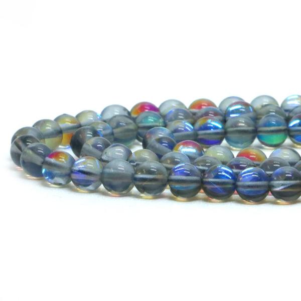 パワーストーン 天然石 ビーズ ブラックルナフラッシュ（人工石） 丸玉 6mm ビーズ パワーストー...