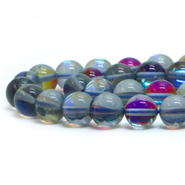 パワーストーン 天然石 ビーズ ブラックルナフラッシュ（人工石） 丸玉 8mm ビーズ パワーストー...