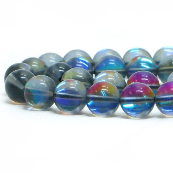 パワーストーン 天然石 ビーズ ブラックルナフラッシュ（人工石） 丸玉 10mm ビーズ パワースト...