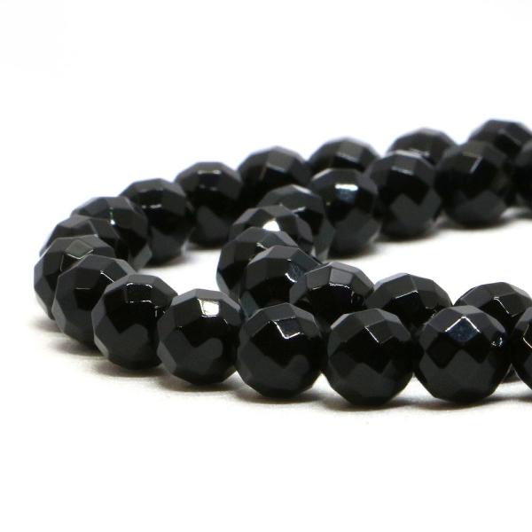 パワーストーン 天然石 ビーズ オニキス カット 8mm 1連販売