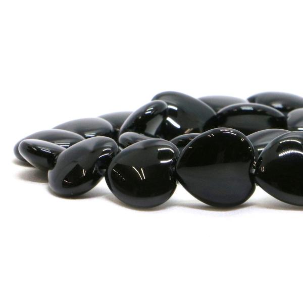 パワーストーン 天然石 ビーズ オニキス ハート 14mm（厚み6mm） 1連販売