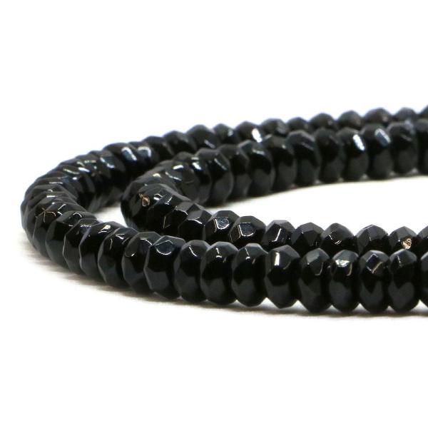 パワーストーン 天然石 ビーズ オニキス ボタンカット 3×6mm 1連販売