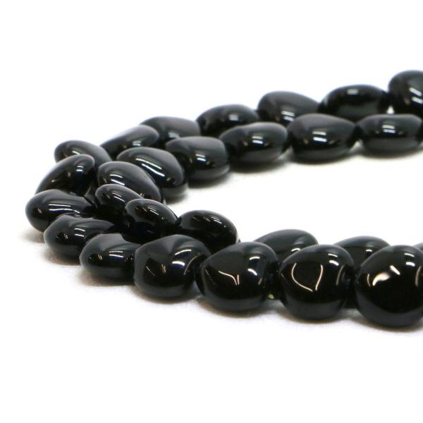 パワーストーン 天然石 ビーズ オニキス ハート 8mm（厚み4mm） 1連販売