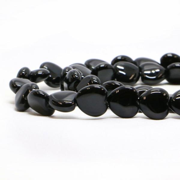 パワーストーン 天然石 ビーズ オニキス ハート 10mm（厚み5mm） 1連販売