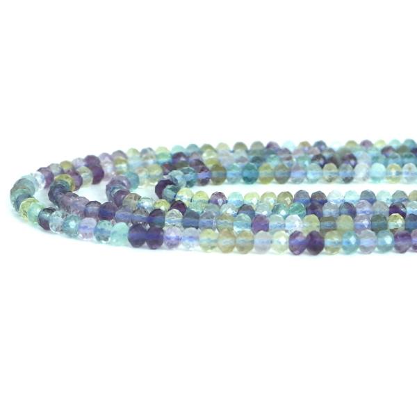 パワーストーン 天然石 ビーズ フローライト ボタンカット 3×4ｍｍ 1連販売