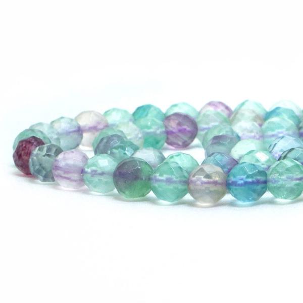 パワーストーン 天然石 ビーズ フローライト カット 6mm 1連販売