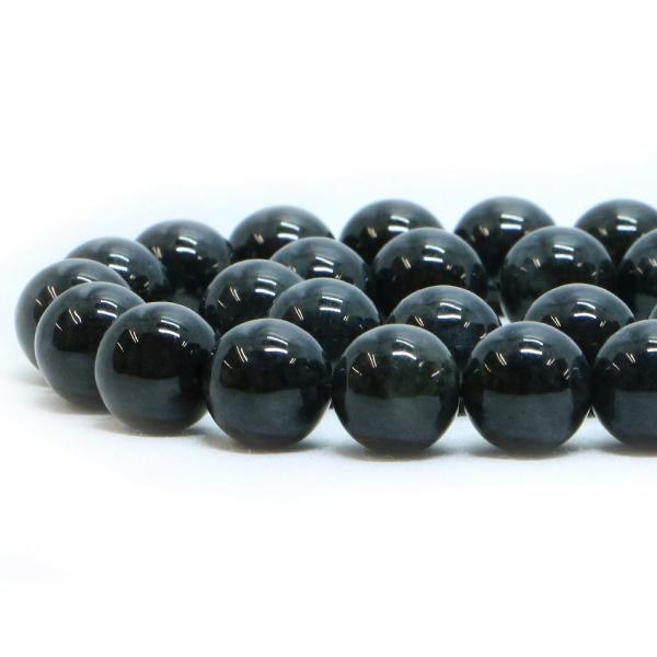 パワーストーン 天然石 ビーズ 黒翡翠（ブラックミャンマージェイド） 丸玉 10mm 1連販売