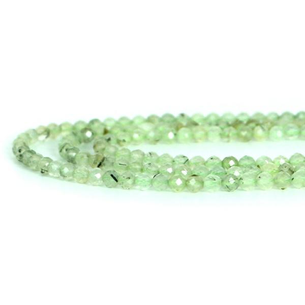 パワーストーン 天然石 ビーズ プレナイト カット 4mm 1連販売