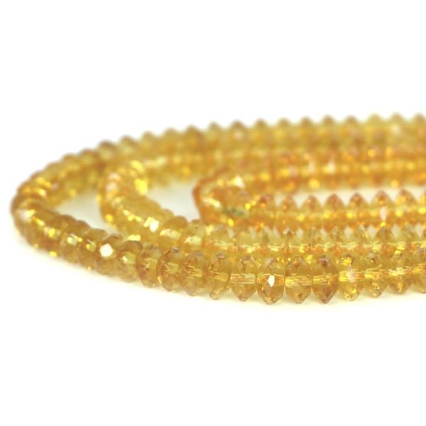 パワーストーン 天然石 ビーズ イエロークォーツ（合成水晶） ボタンカット 4×8mm 1連販売