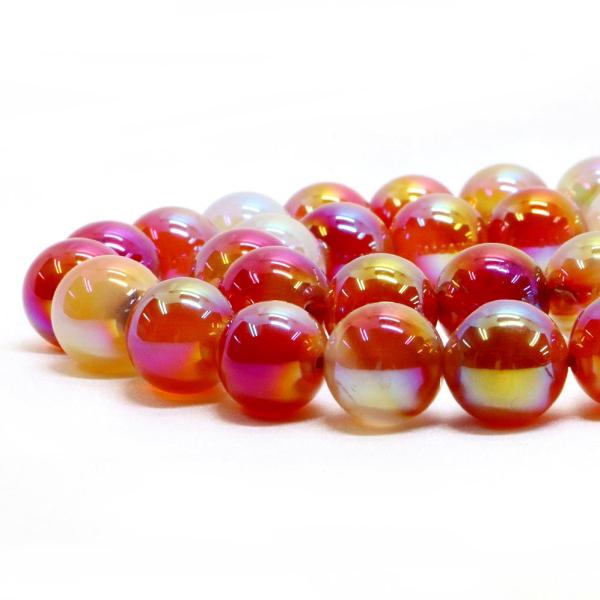 パワーストーン 天然石 ビーズ カーネリアンオーラ 丸玉 12mm 1連販売