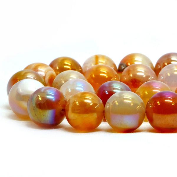 パワーストーン 天然石 ビーズ カーネリアンオーラ 丸玉 12mm 1連販売