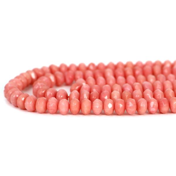 パワーストーン 天然石 ビーズ コーラル（さんご・染め）ピンク ボタンカット 4×7mm 1連販売