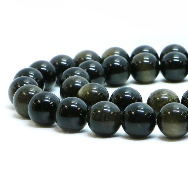 パワーストーン 天然石 ビーズ ゴールデンオブジディアン 丸玉 10mm 1連販売