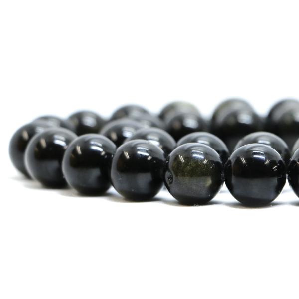パワーストーン 天然石 ビーズ ゴールデンオブジディアン 丸玉 12mm 1連販売