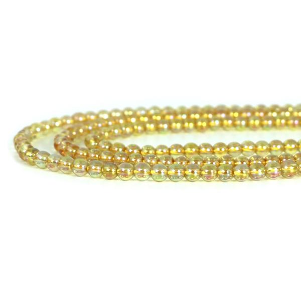 パワーストーン 天然石 ビーズ ゴールデンオーラクリスタル（濃いめ） 丸玉 4mm 1連販売