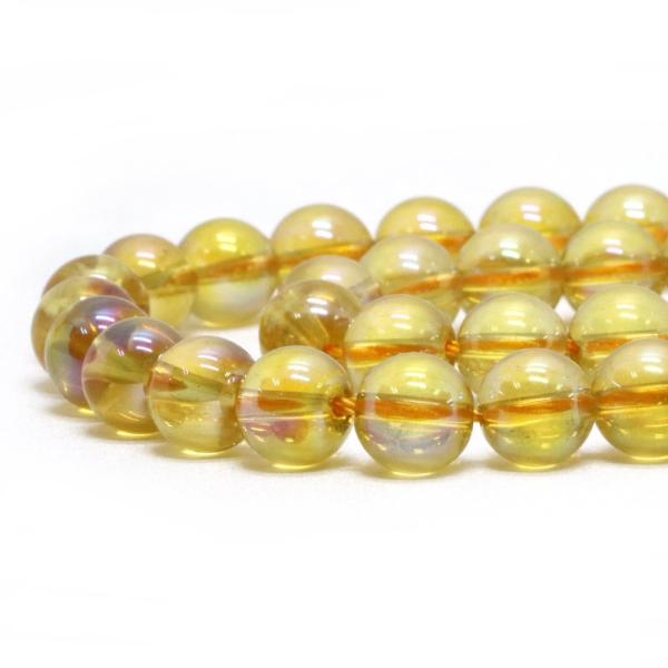 パワーストーン 天然石 ビーズ ゴールデンオーラクリスタル（濃いめ） 丸玉 8mm 1連販売