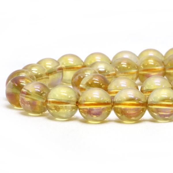 パワーストーン 天然石 ビーズ ゴールデンオーラクリスタル（濃いめ） 丸玉 10mm 1連販売