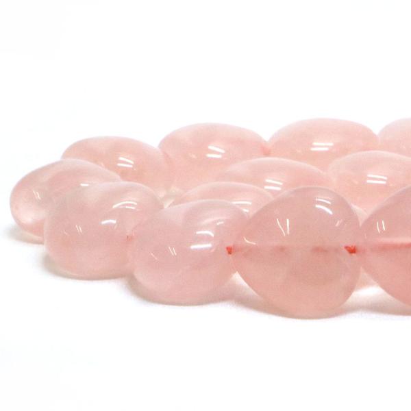 パワーストーン 天然石 ビーズ ローズクォーツ ハート 16mm（厚み10mm） 1連販売