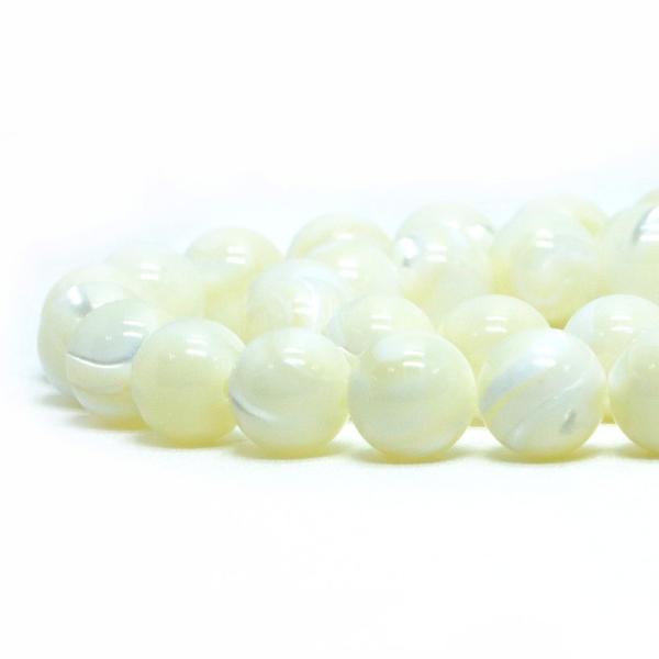 パワーストーン 天然石 ビーズ マザーオブパール（ ホワイト） 丸玉 10mm 1連販売