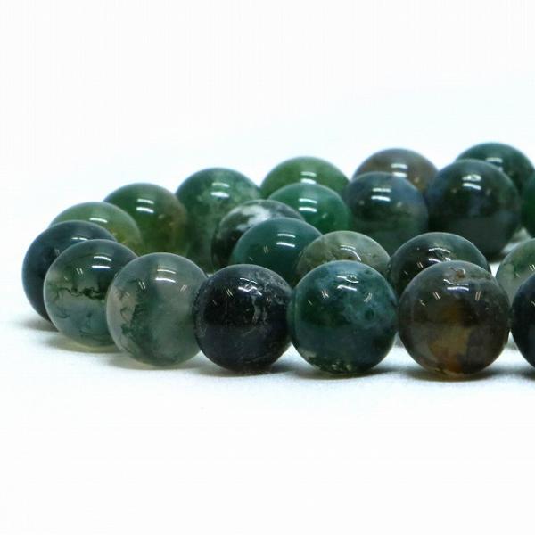パワーストーン 天然石 ビーズ モスアゲート 丸玉 10mm 1連販売