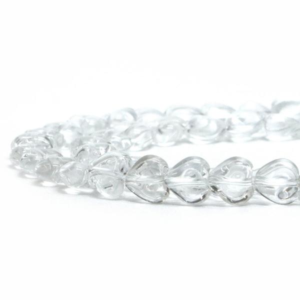 パワーストーン 天然石 ビーズ 水晶（クリスタル） ハート 8mm（厚み5mm） 1連販売