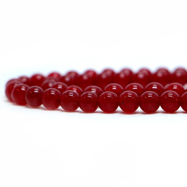 パワーストーン 天然石 ビーズ カラージェード(レッド・染め) 丸玉 6mm 1連販売