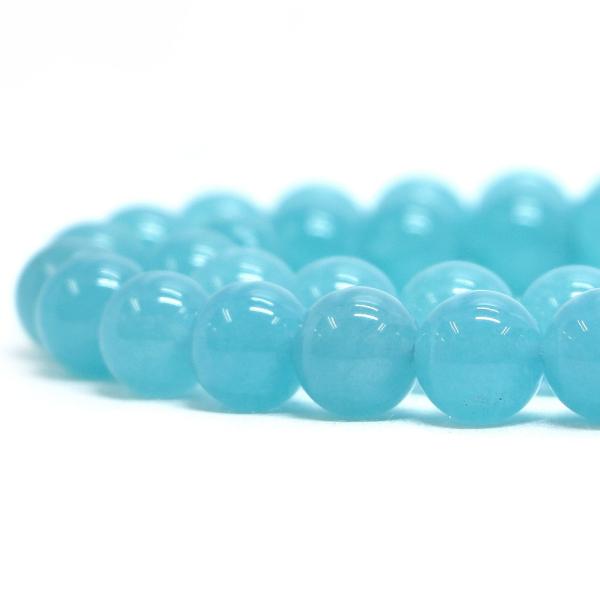 パワーストーン 天然石 ビーズ カラージェード(ブルー・染め) 丸玉 12mm 1連販売
