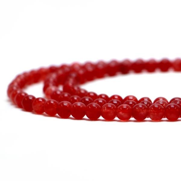 パワーストーン 天然石 ビーズ カラージェード(チェリーレッド・染め) 丸玉 6mm 1連販売